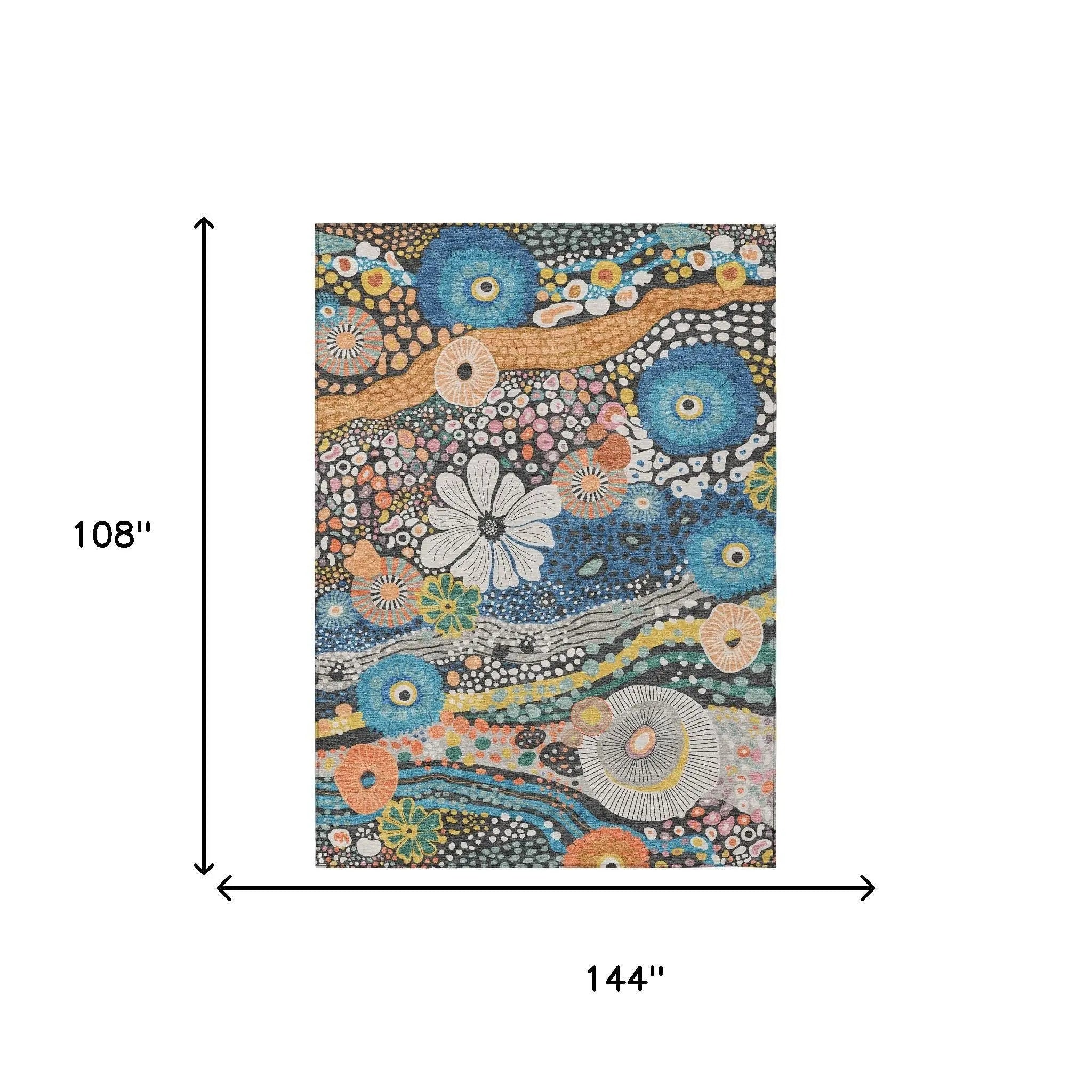 9' X 12' Granite Gray And Navy Blue Floral Washable Indoor Outdoor Area Rug Homeroots Outdoor