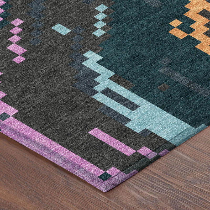 9' X 12' Graphite And Gray Abstract Washable Indoor Outdoor Area Rug Homeroots Outdoor