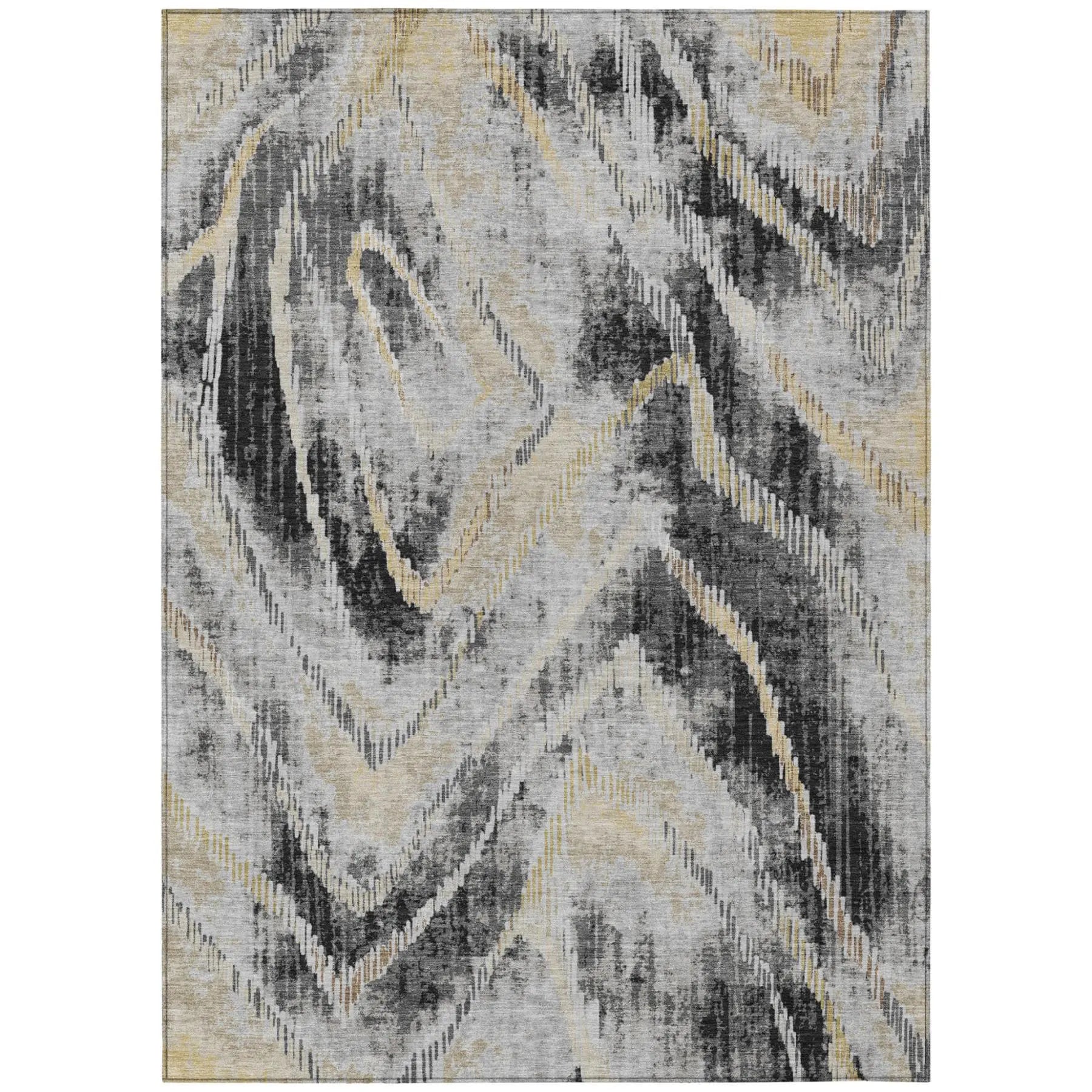 9' X 12' Graphite And Gray Abstract Washable Indoor Outdoor Area Rug Homeroots Outdoor