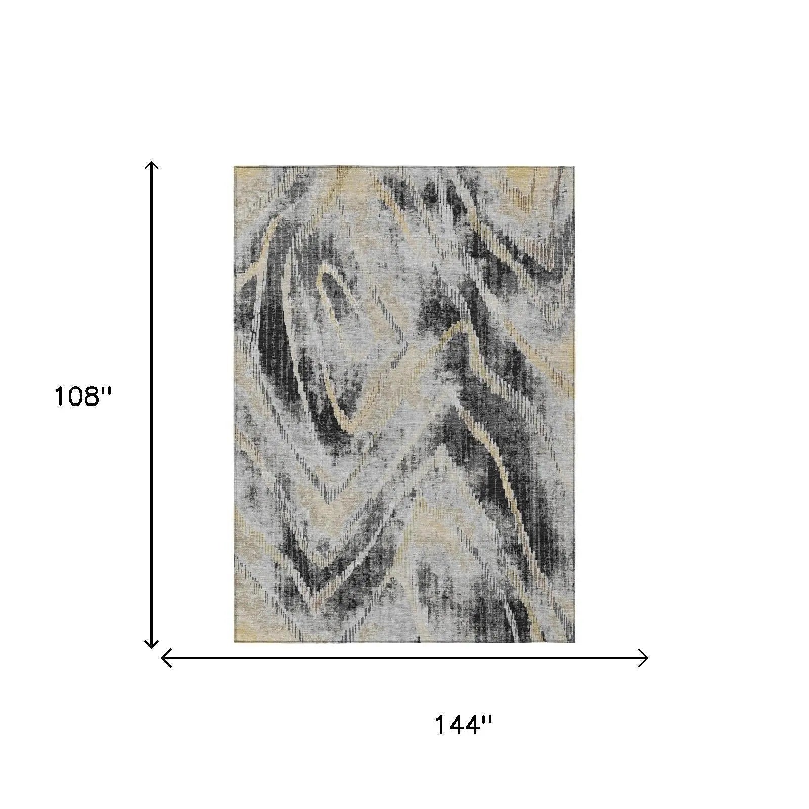 9' X 12' Graphite And Gray Abstract Washable Indoor Outdoor Area Rug Homeroots Outdoor