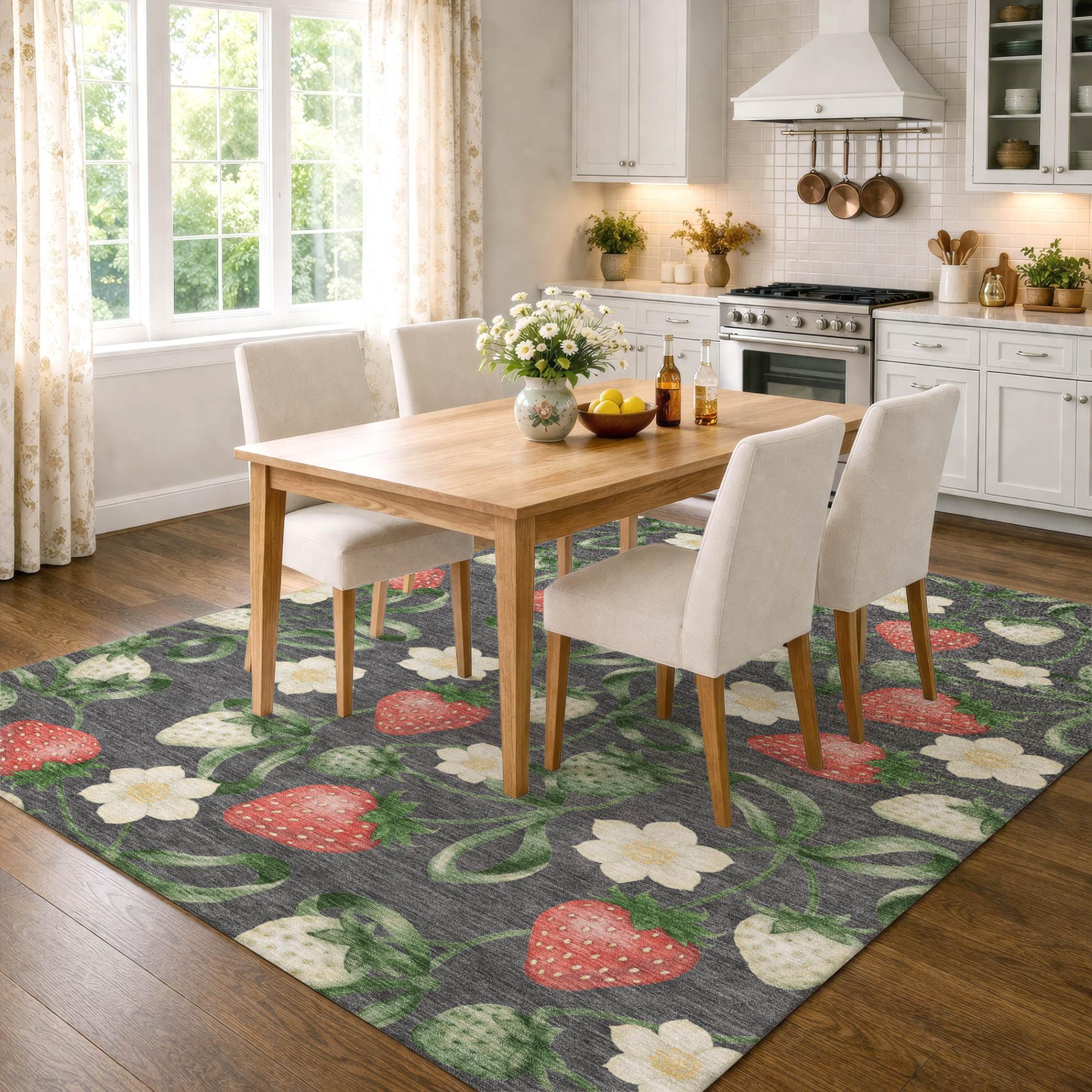 9' X 12' Graphite And Gray Floral Washable Indoor Outdoor Area Rug Homeroots Outdoor