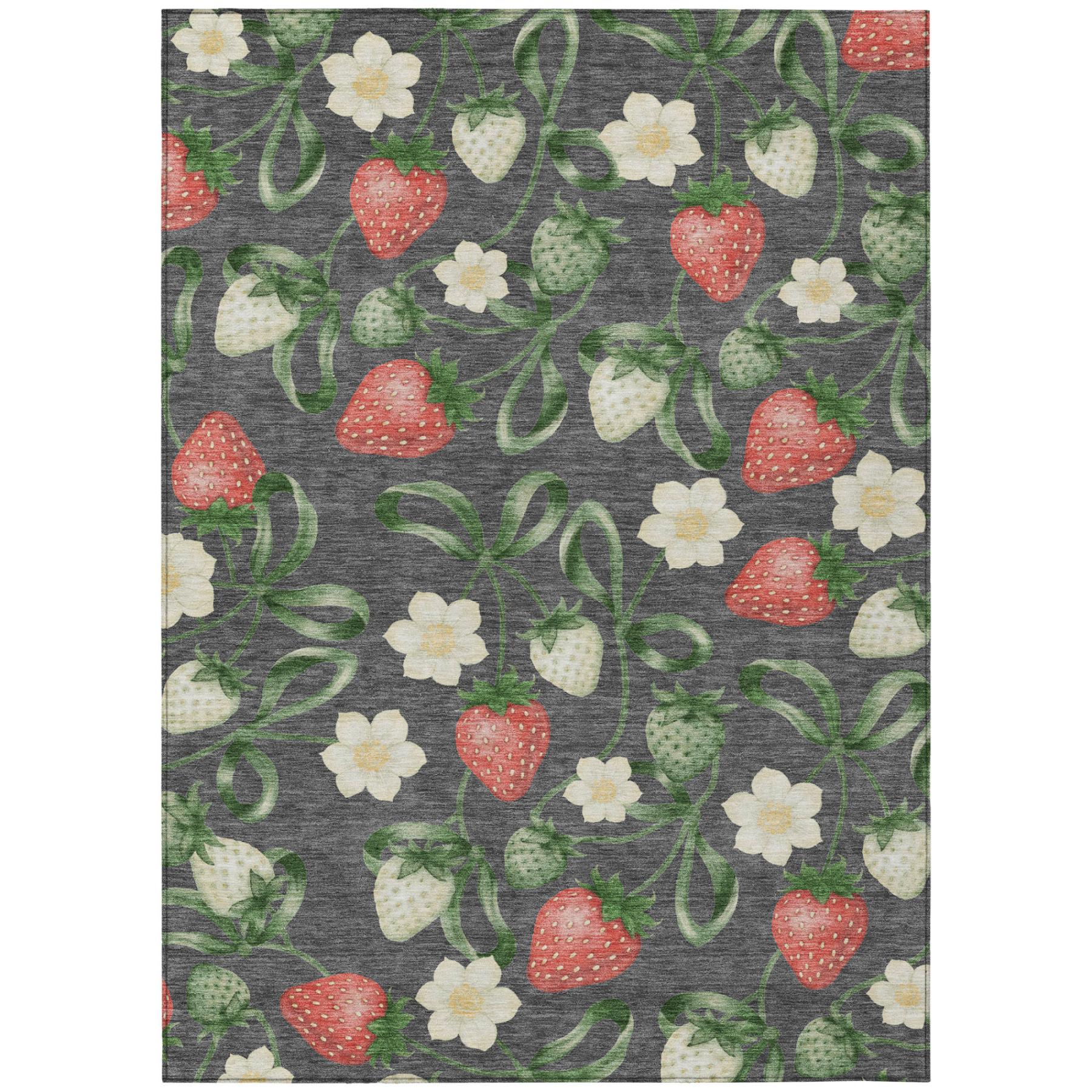 9' X 12' Graphite And Gray Floral Washable Indoor Outdoor Area Rug Homeroots Outdoor