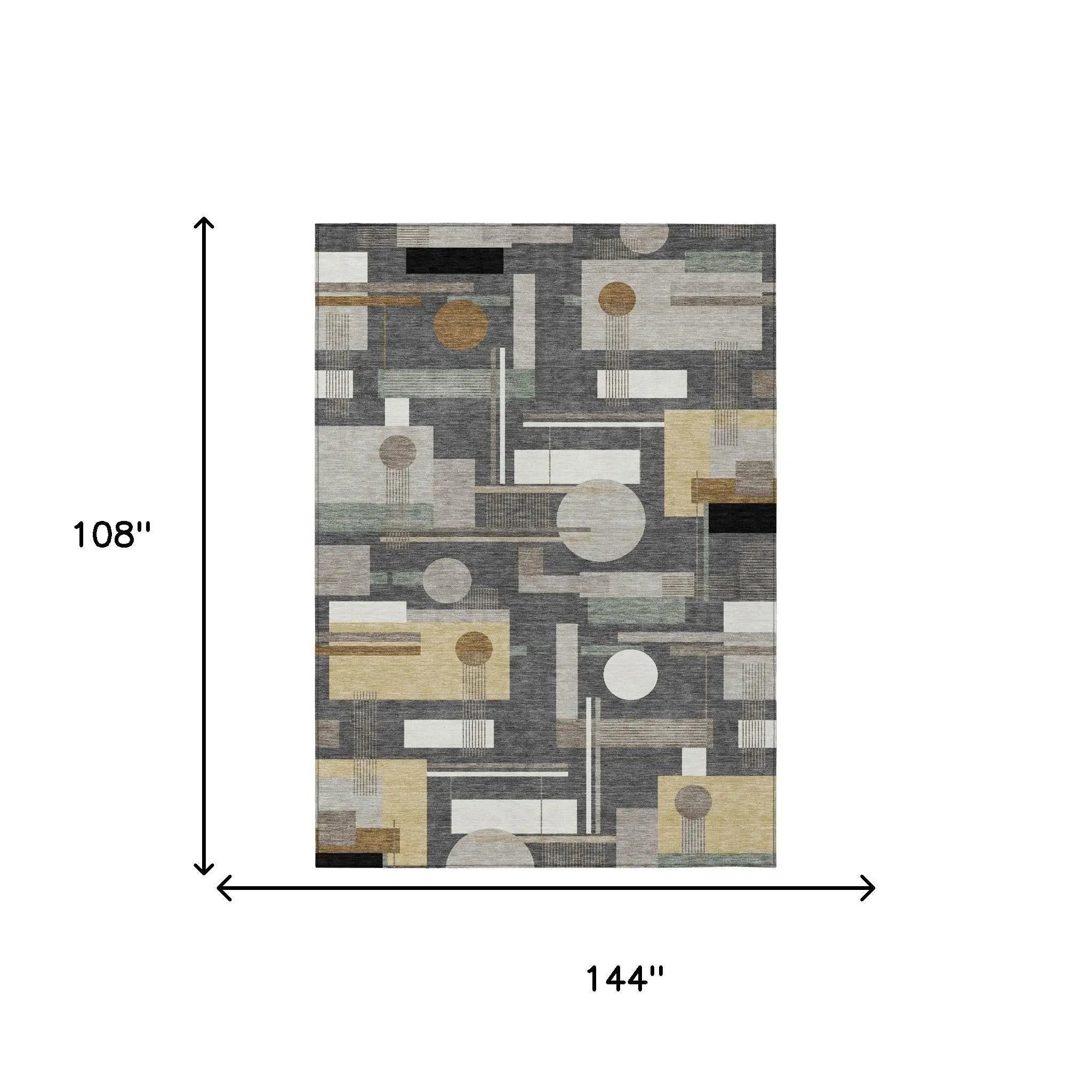 9' X 12' Graphite And Gray Geometric Washable Indoor Outdoor Area Rug Homeroots Outdoor