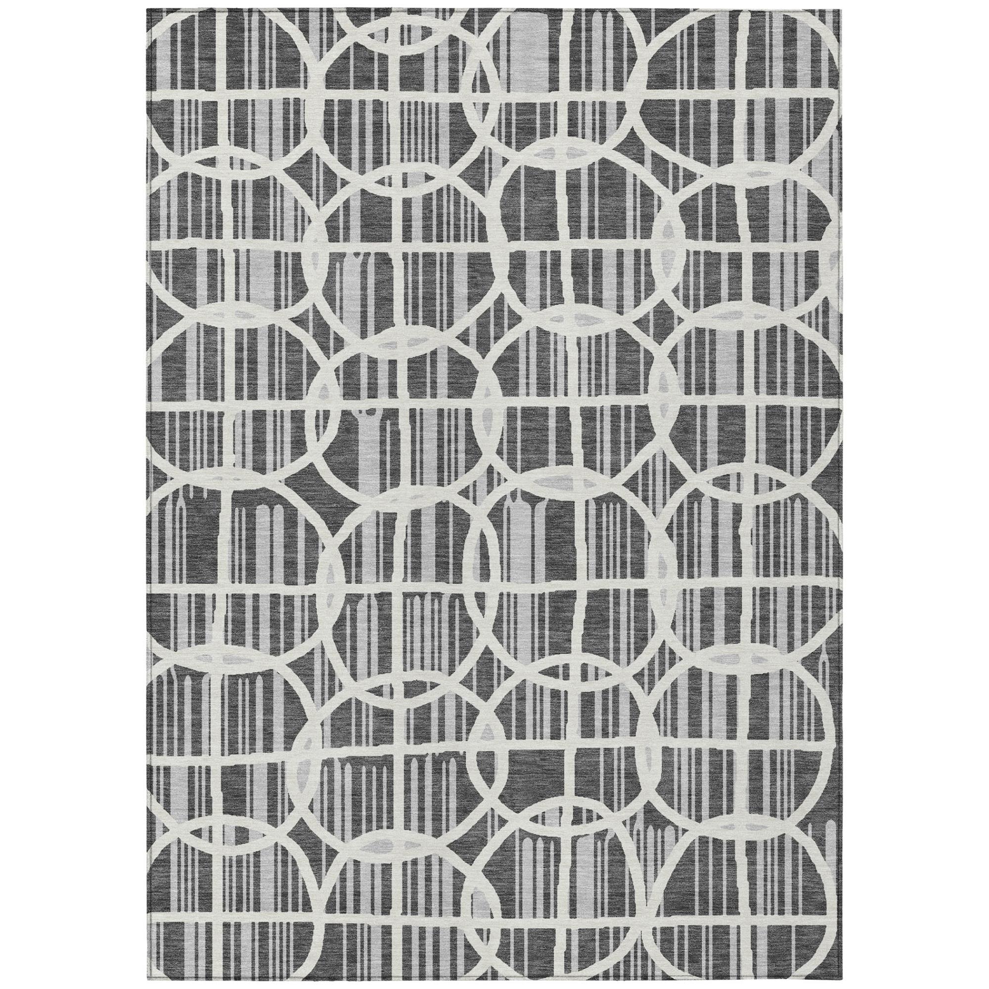 9' X 12' Graphite And Gray Geometric Washable Indoor Outdoor Area Rug Homeroots Outdoor