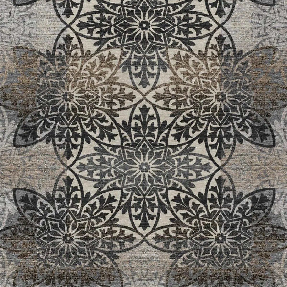 9' X 12' Graphite And Gray Oriental Washable Indoor Outdoor Area Rug Homeroots Outdoor