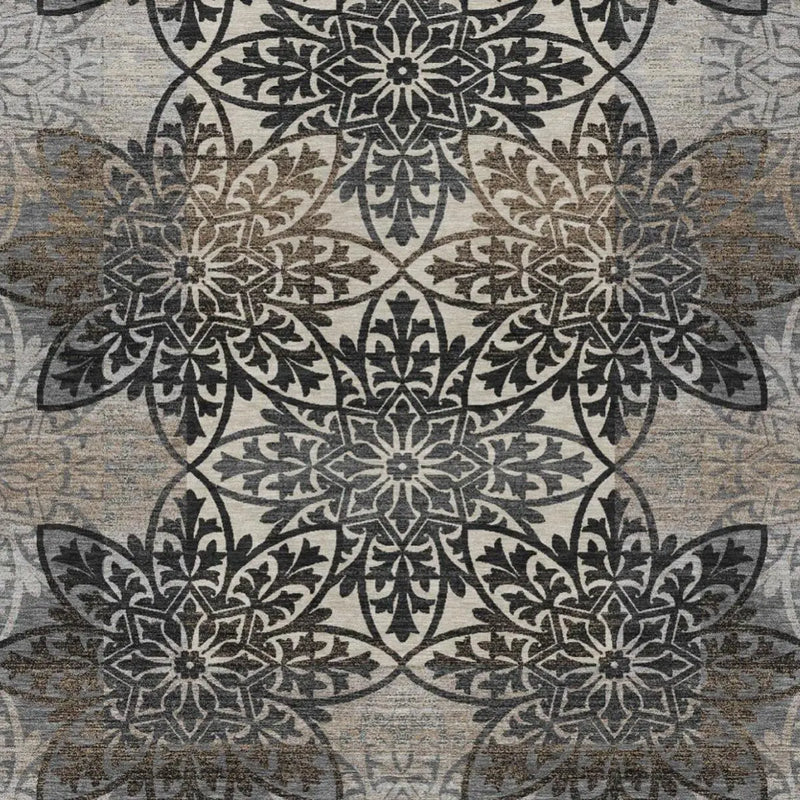 9' X 12' Graphite And Gray Oriental Washable Indoor Outdoor Area Rug Homeroots Outdoor