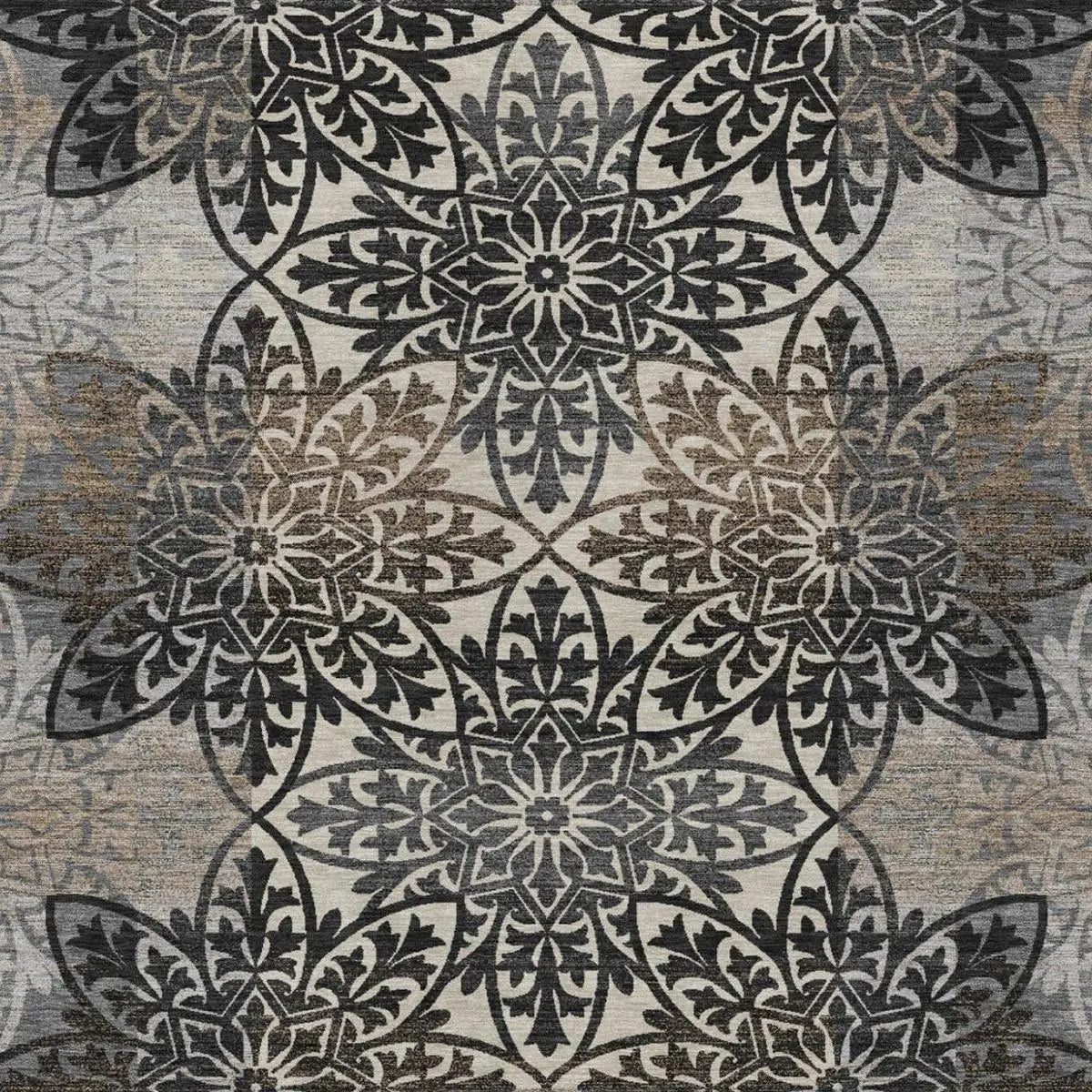 9' X 12' Graphite And Gray Oriental Washable Indoor Outdoor Area Rug Homeroots Outdoor