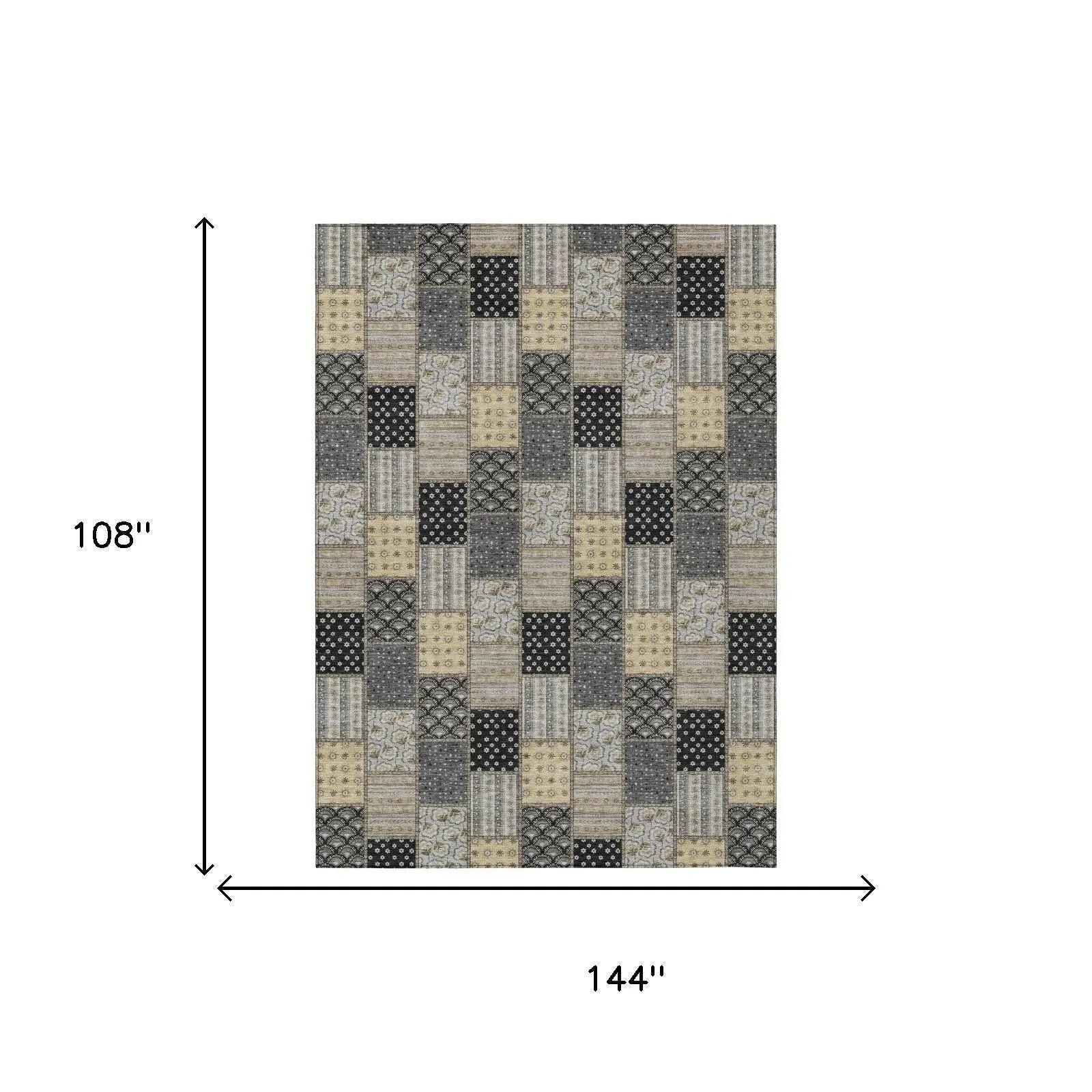 9' X 12' Graphite And Gray Patchwork Washable Indoor Outdoor Area Rug Homeroots Outdoor