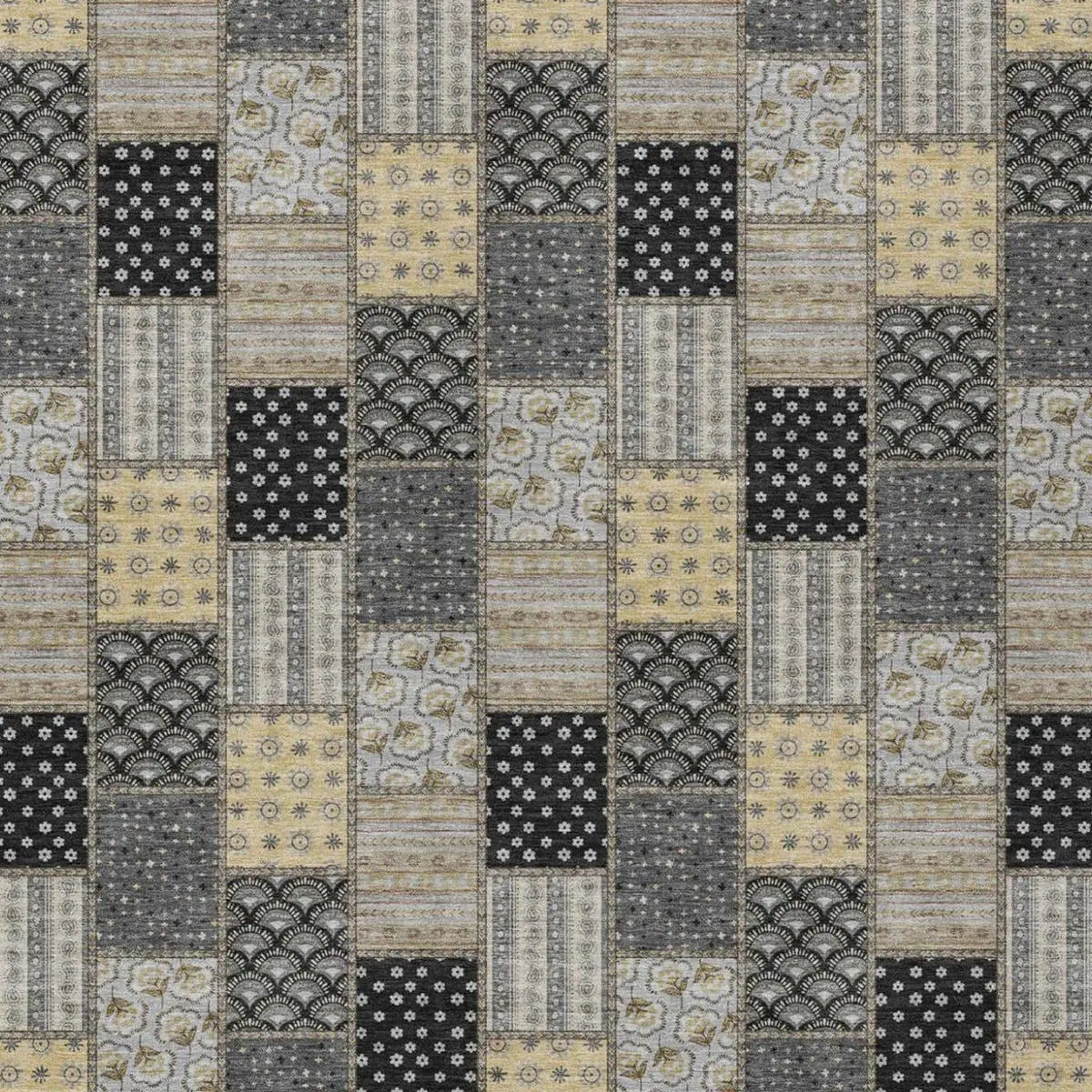 9' X 12' Graphite And Gray Patchwork Washable Indoor Outdoor Area Rug Homeroots Outdoor