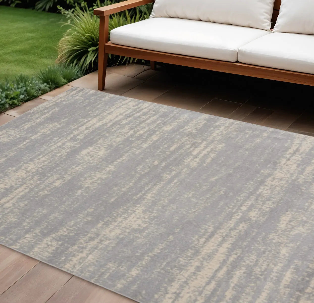 9' X 12' Gray And Beige Abstract Indoor Outdoor Area Rug Homeroots Outdoor
