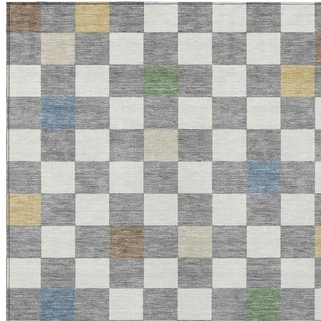 9' X 12' Gray And Beige Geometric Washable Indoor Outdoor Area Rug Homeroots Outdoor
