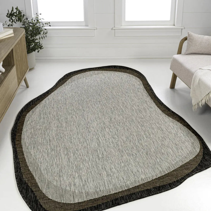 9' X 12' Gray And Black Abstract Indoor Outdoor Area Rug Homeroots Outdoor