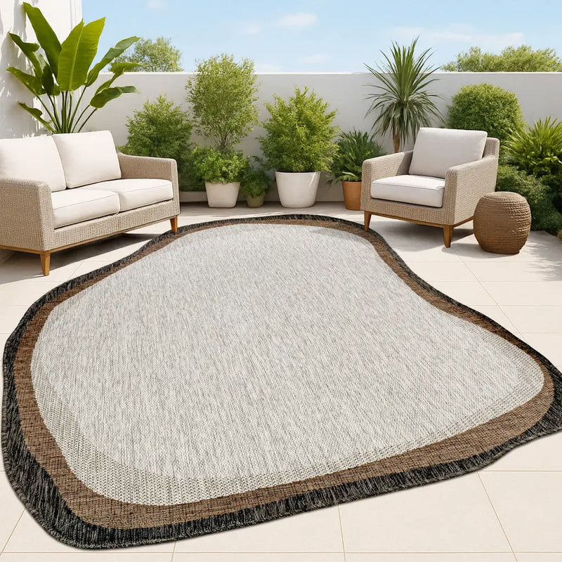 9' X 12' Gray And Black Abstract Indoor Outdoor Area Rug Homeroots Outdoor