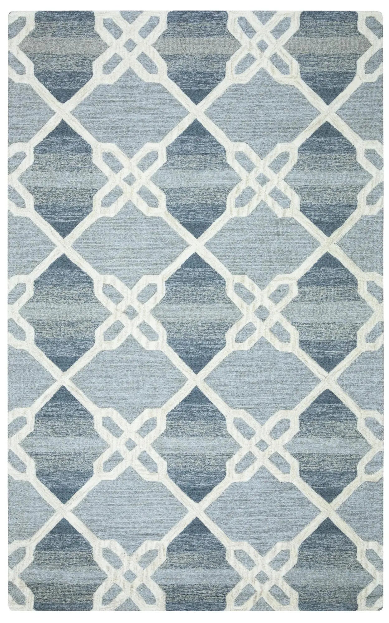 9' X 12' Gray And Blue Wool Trellis Hand Tufted Area Rug Homeroots Home Decor