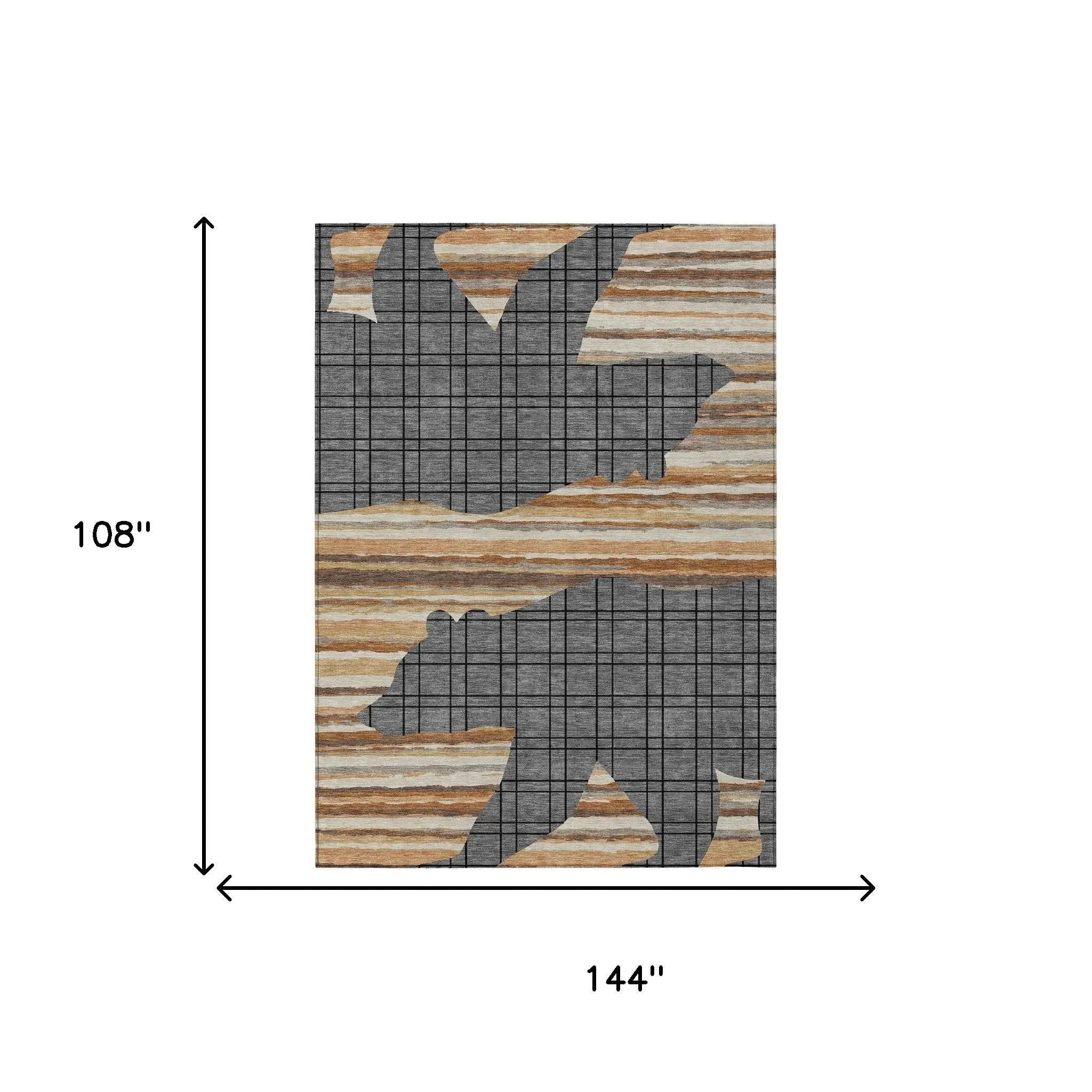 9' X 12' Gray And Brown Abstract Washable Indoor Outdoor Area Rug Homeroots Outdoor
