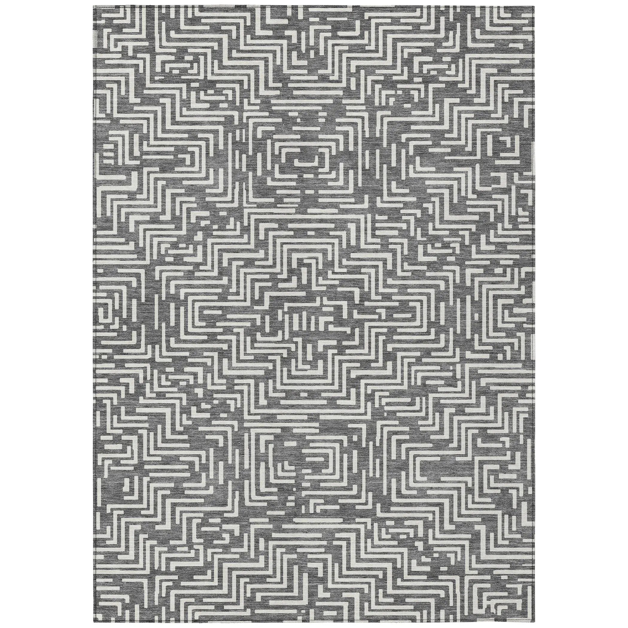 9' X 12' Gray And Brown Geometric Washable Indoor Outdoor Area Rug Homeroots Outdoor