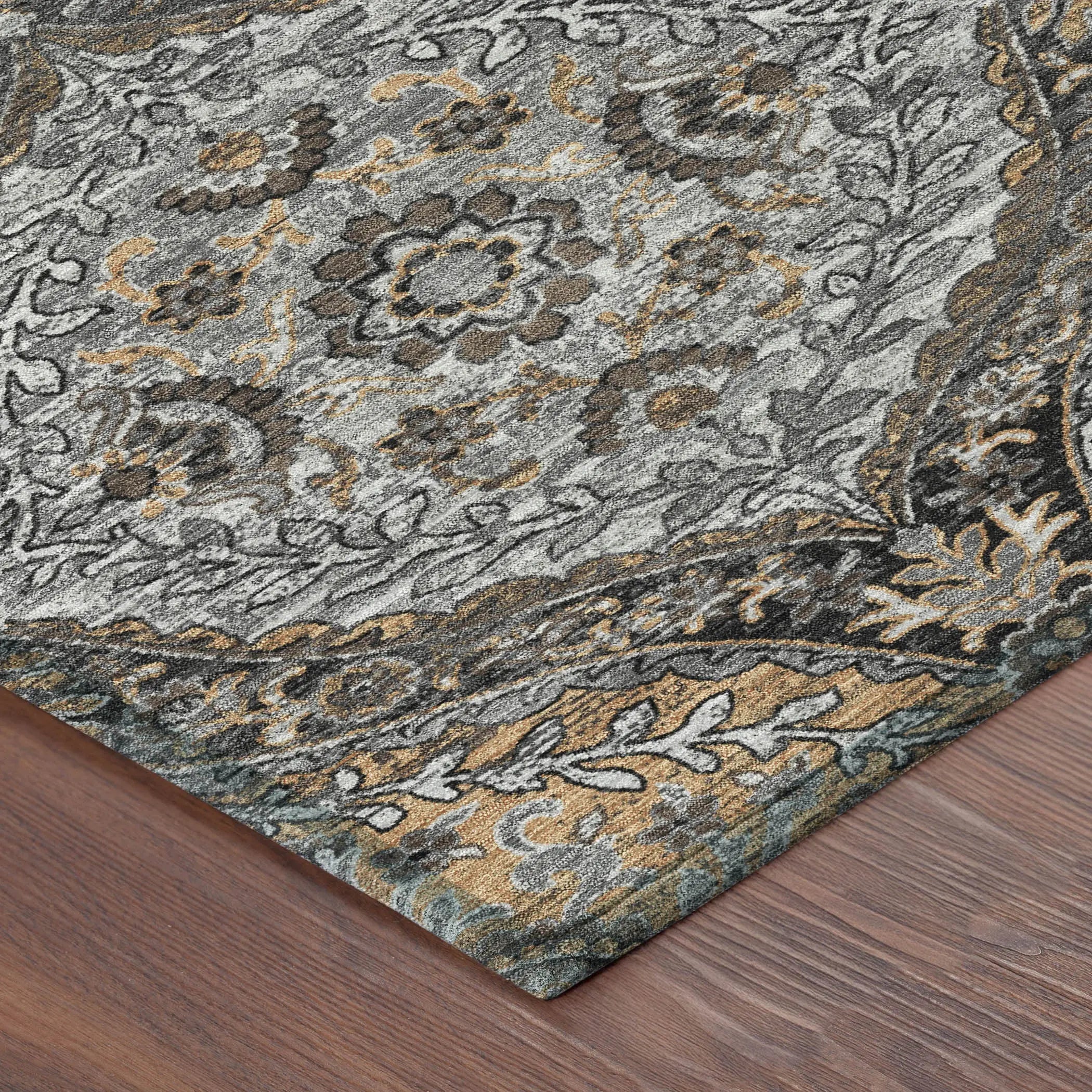 9' X 12' Gray And Brown Ogee Washable Indoor Outdoor Area Rug Homeroots Outdoor