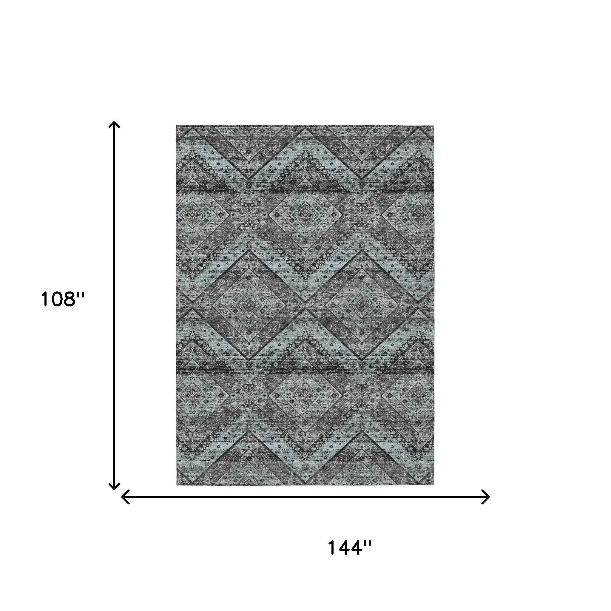 9' X 12' Gray And Brown Tribal Washable Indoor Outdoor Area Rug Homeroots Outdoor