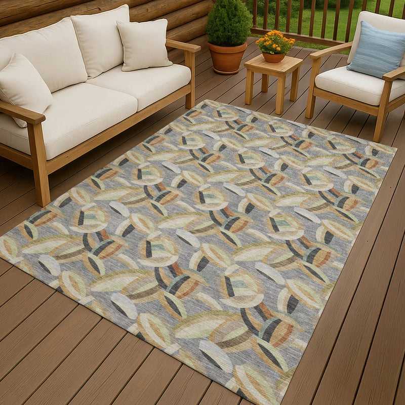 9' X 12' Gray And Charcoal Abstract Washable Indoor Outdoor Area Rug Homeroots Outdoor