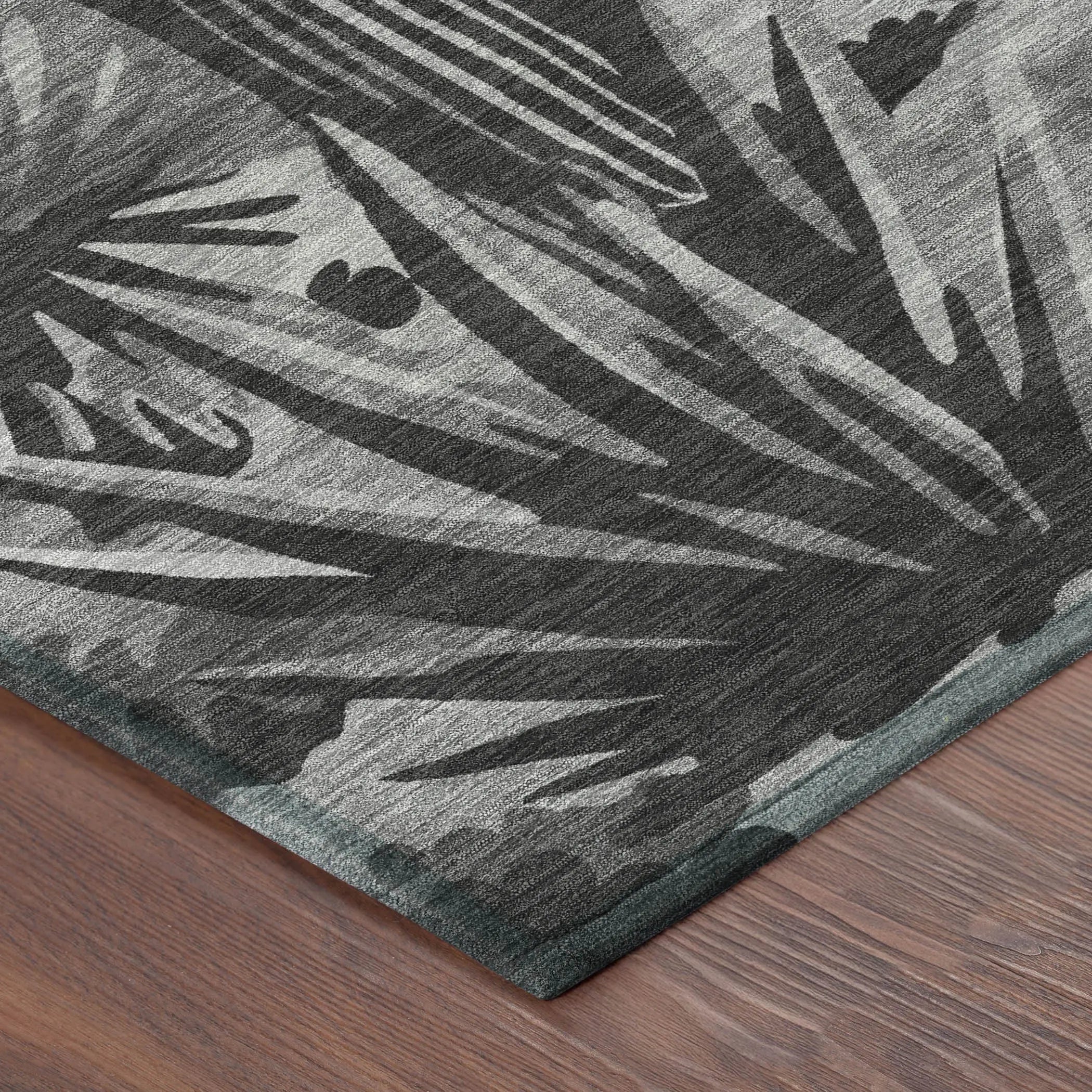 9' X 12' Gray And Charcoal Trees Washable Indoor Outdoor Area Rug Homeroots Outdoor