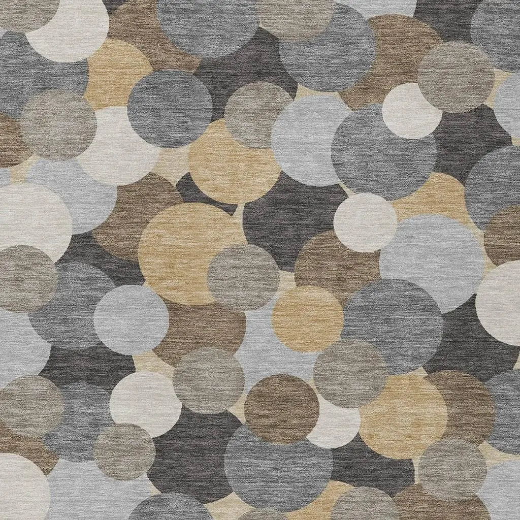 9' X 12' Gray And Chocolate Geometric Washable Indoor Outdoor Area Rug Homeroots Outdoor