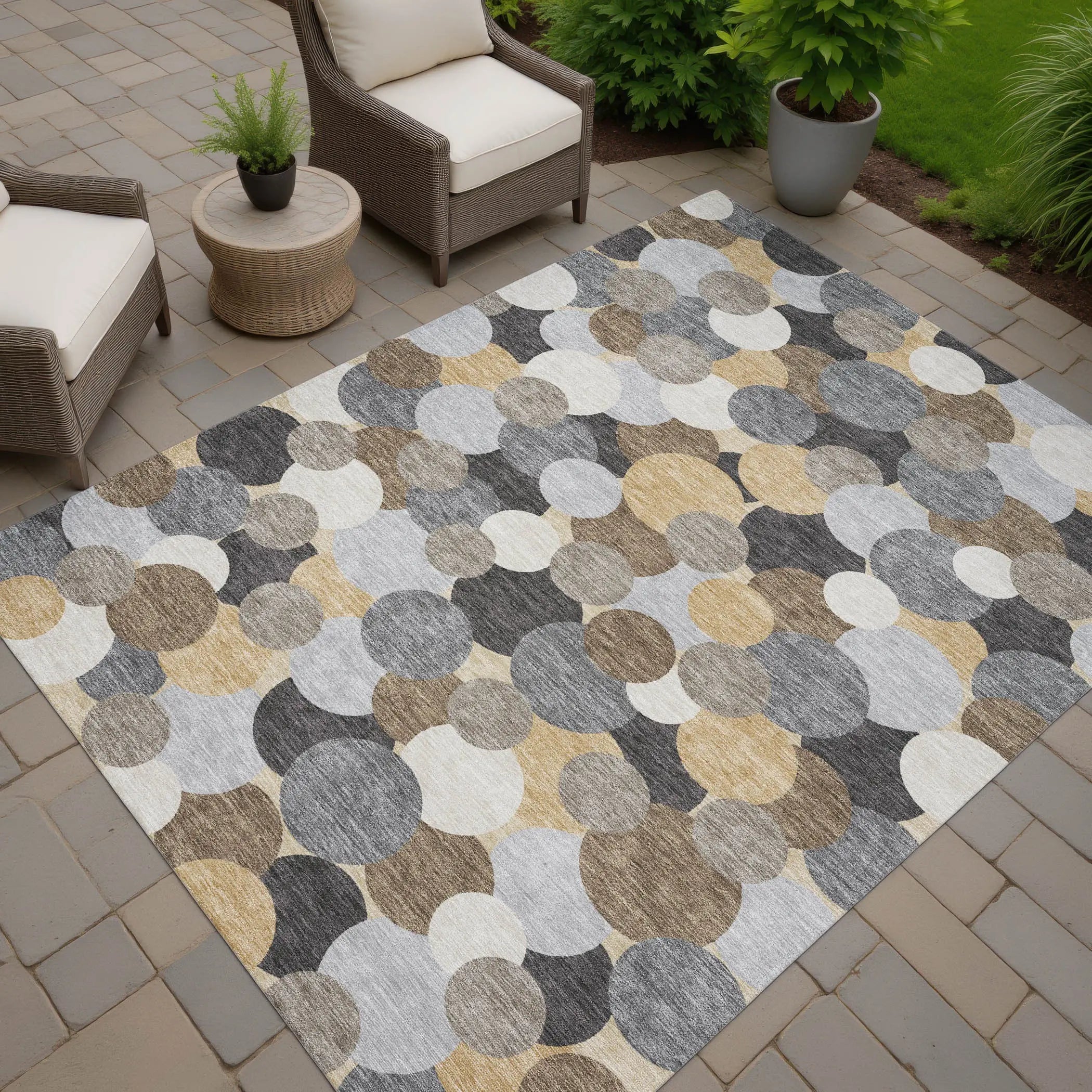 9' X 12' Gray And Chocolate Geometric Washable Indoor Outdoor Area Rug Homeroots Outdoor