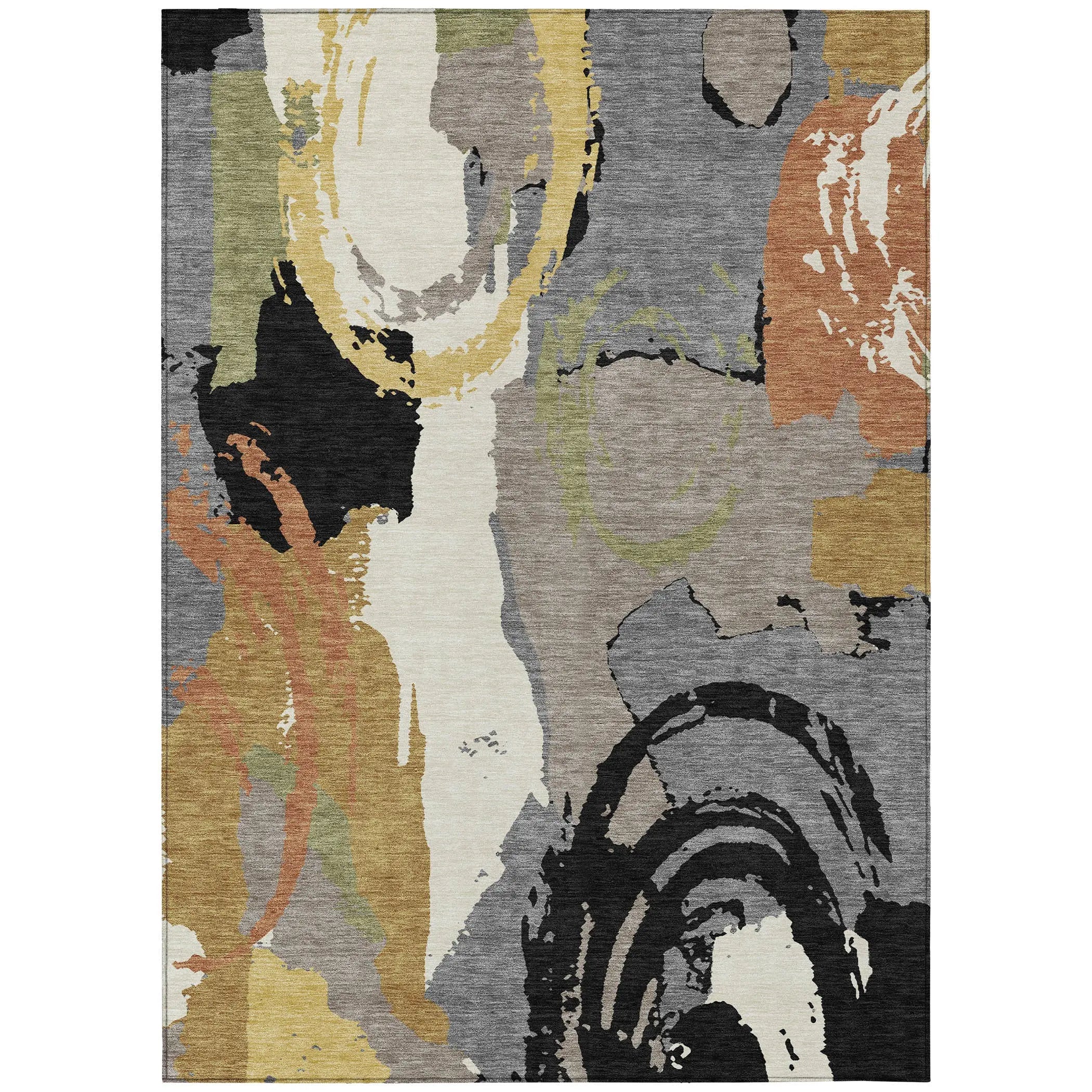 9' X 12' Gray And Copper Abstract Washable Indoor Outdoor Area Rug Homeroots Outdoor
