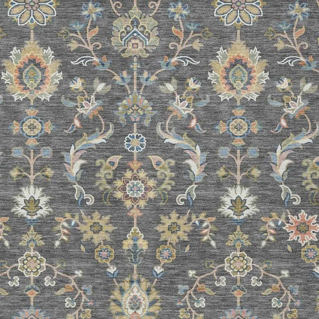 9' X 12' Gray And Denim Blue Abstract Washable Indoor Outdoor Area Rug Homeroots Outdoor
