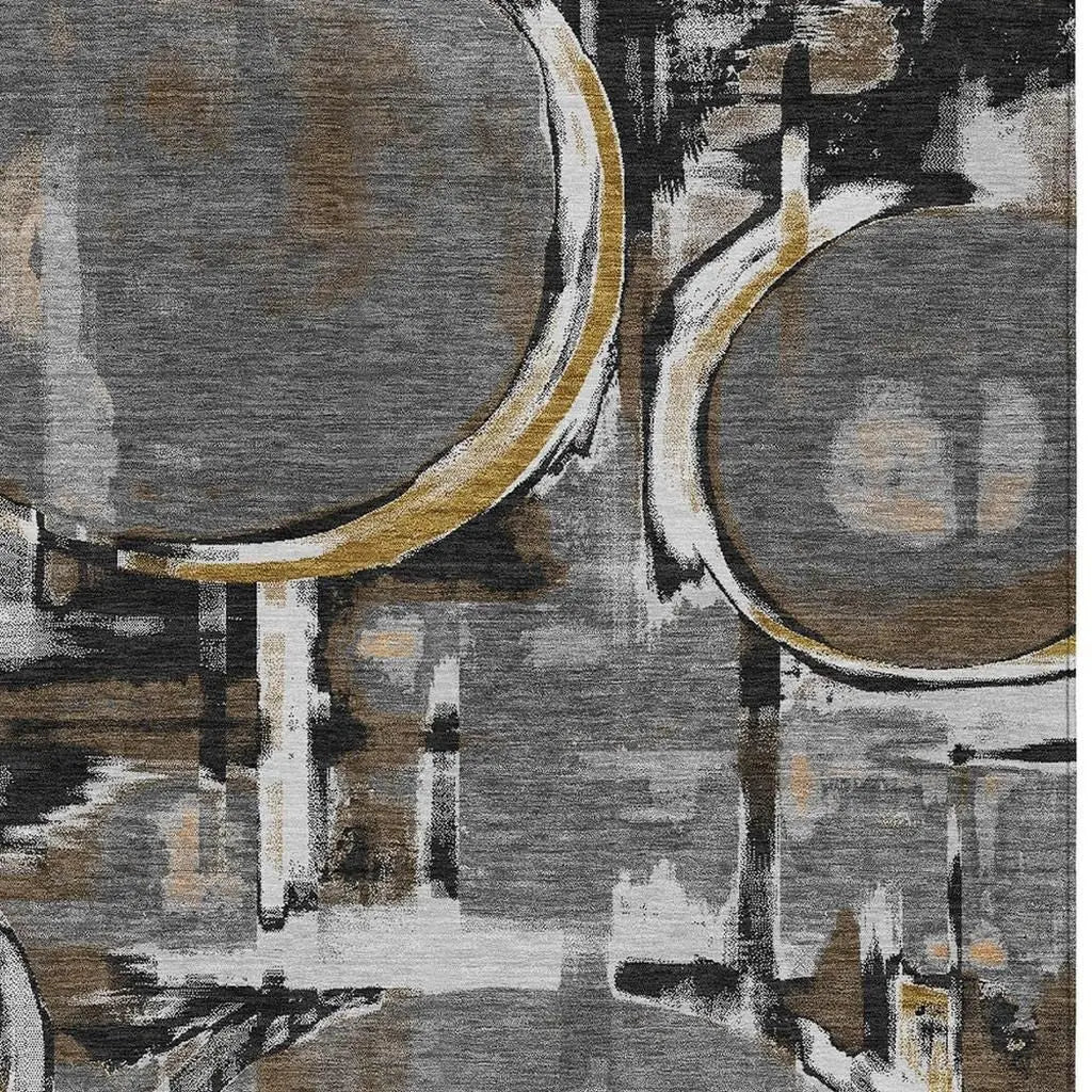 9' X 12' Gray And Graphite Abstract Washable Indoor Outdoor Area Rug Homeroots Outdoor