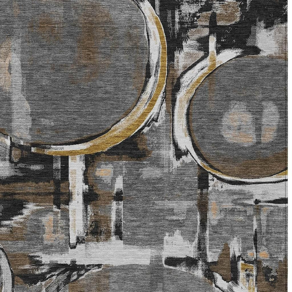 9' X 12' Gray And Graphite Abstract Washable Indoor Outdoor Area Rug Homeroots Outdoor