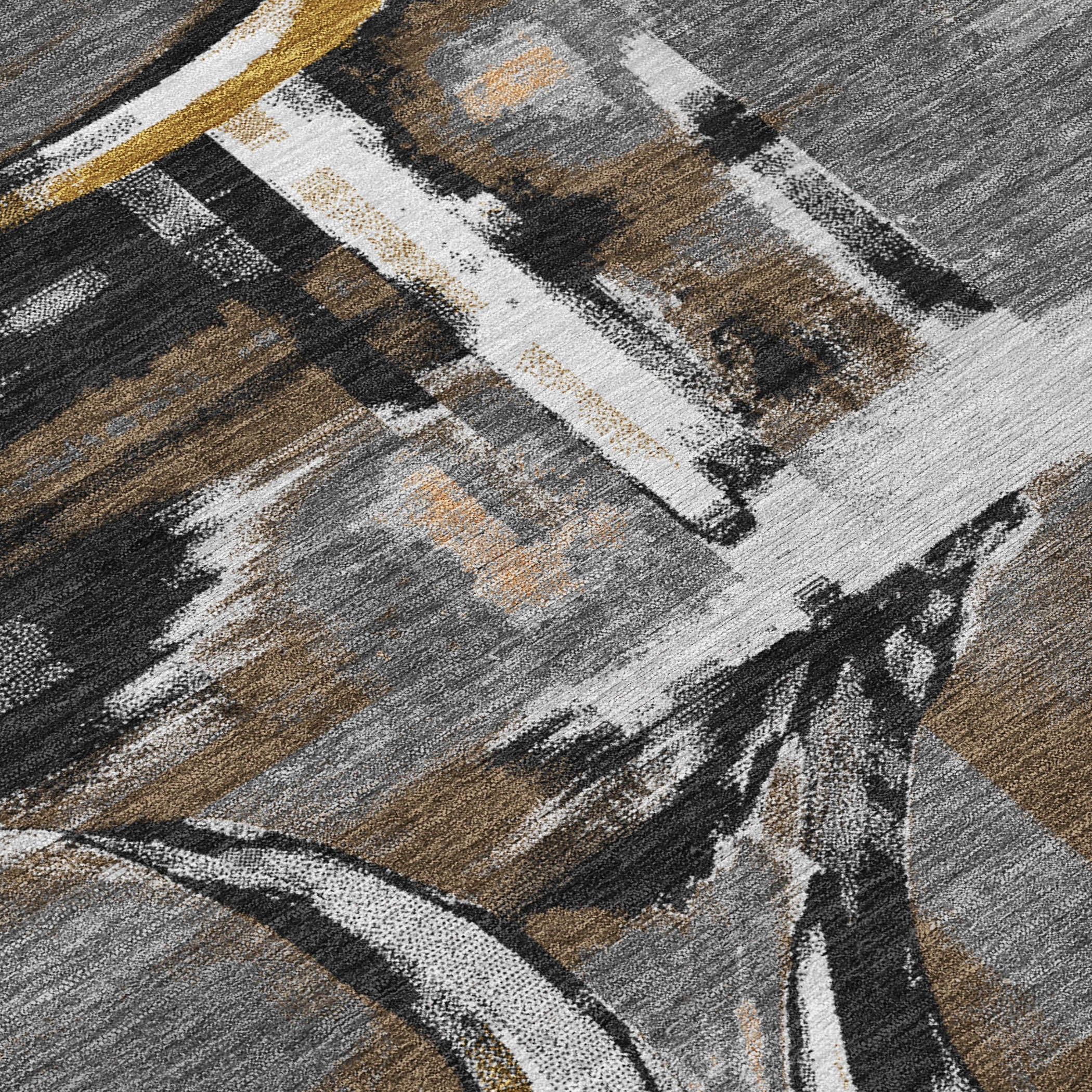 9' X 12' Gray And Graphite Abstract Washable Indoor Outdoor Area Rug Homeroots Outdoor