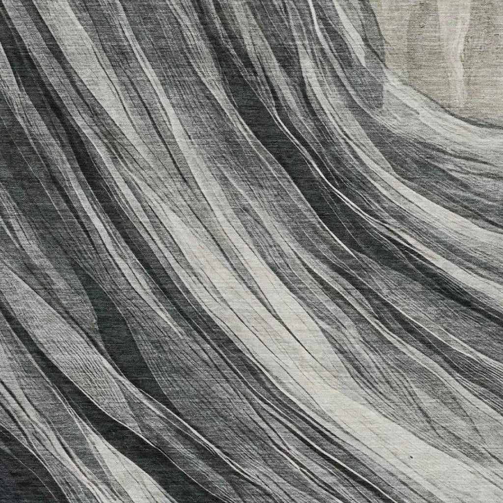 9' X 12' Gray And Graphite Abstract Washable Indoor Outdoor Area Rug Homeroots Outdoor