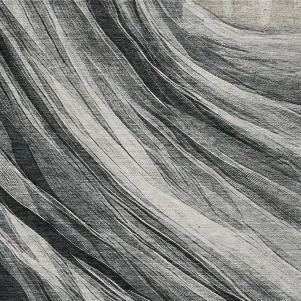 9' X 12' Gray And Graphite Abstract Washable Indoor Outdoor Area Rug Homeroots Outdoor