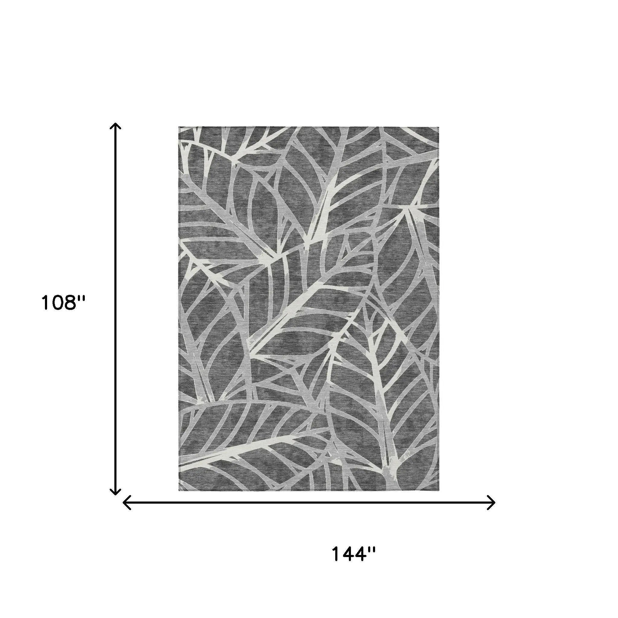 9' X 12' Gray And Graphite Floral Washable Indoor Outdoor Area Rug Homeroots Outdoor