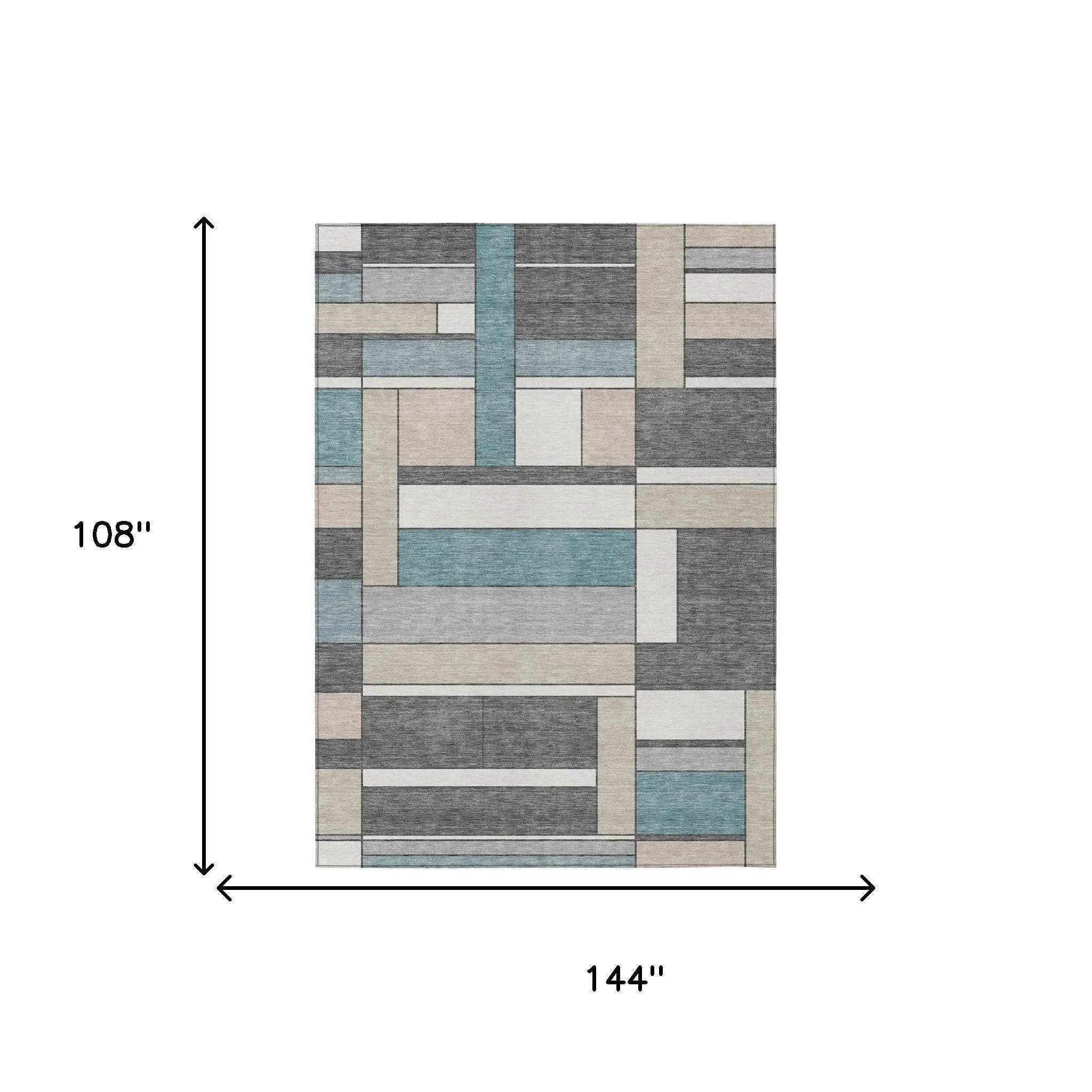 9' X 12' Gray And Graphite Geometric Washable Indoor Outdoor Area Rug Homeroots Outdoor