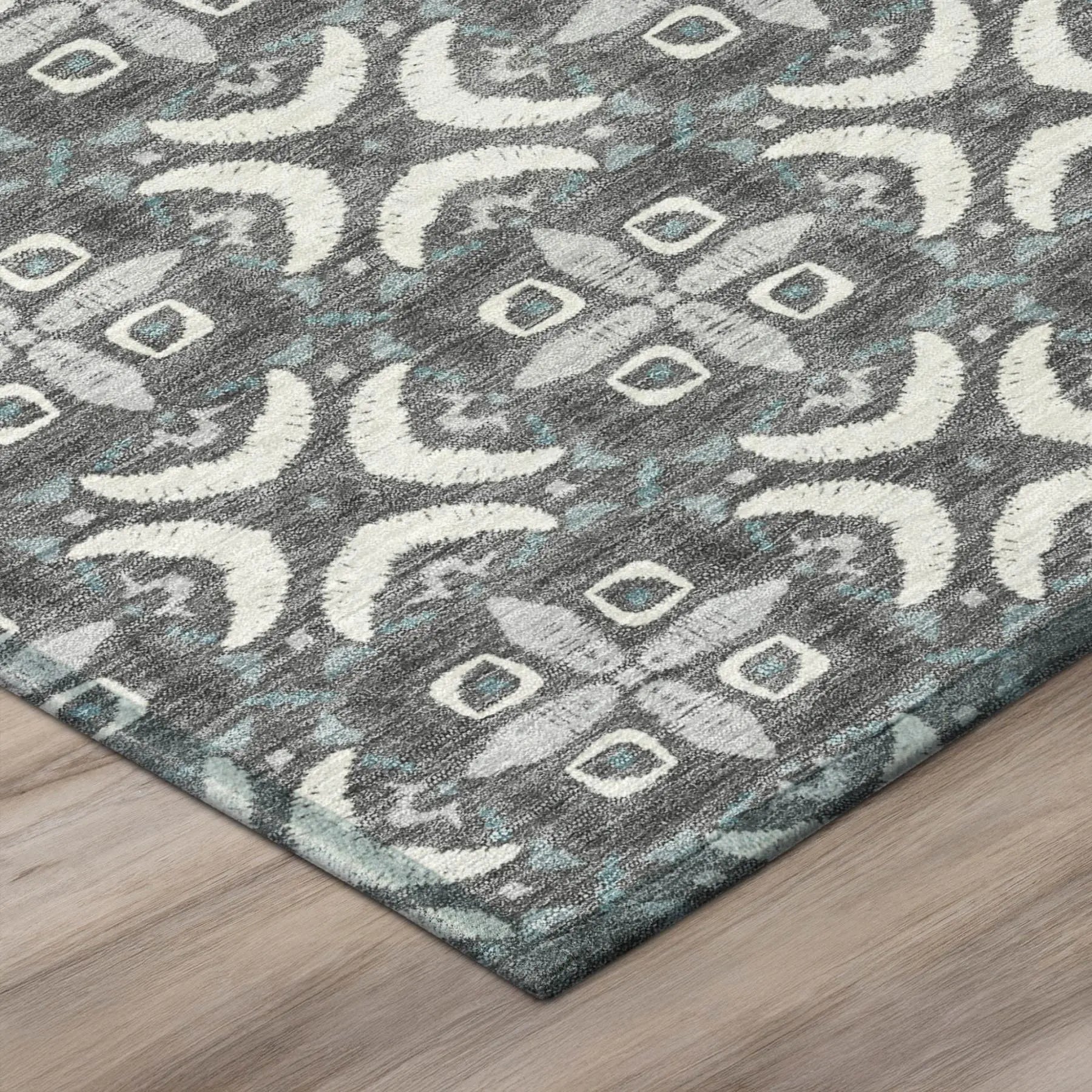 9' X 12' Gray And Graphite Geometric Washable Indoor Outdoor Area Rug Homeroots Outdoor