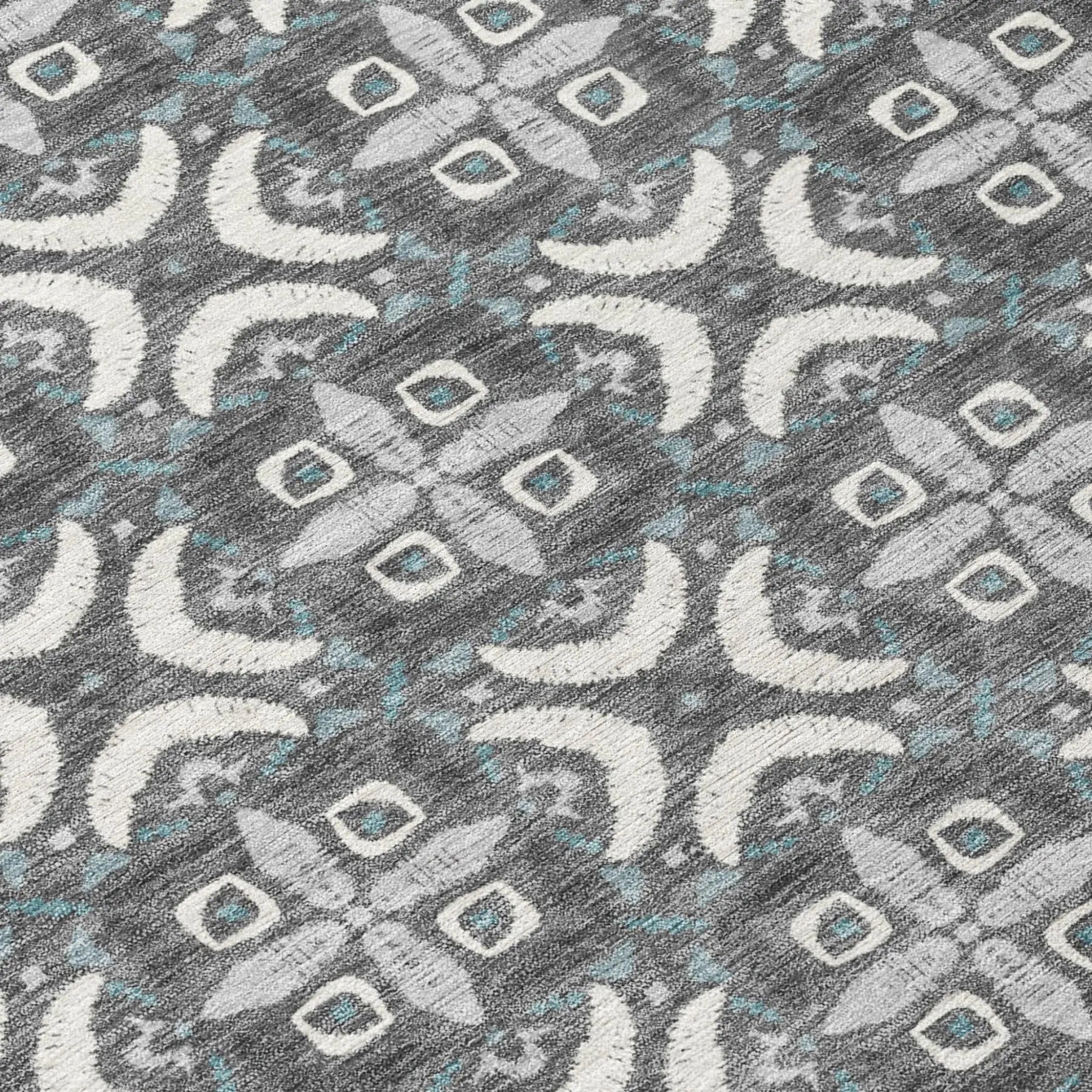 9' X 12' Gray And Graphite Geometric Washable Indoor Outdoor Area Rug Homeroots Outdoor