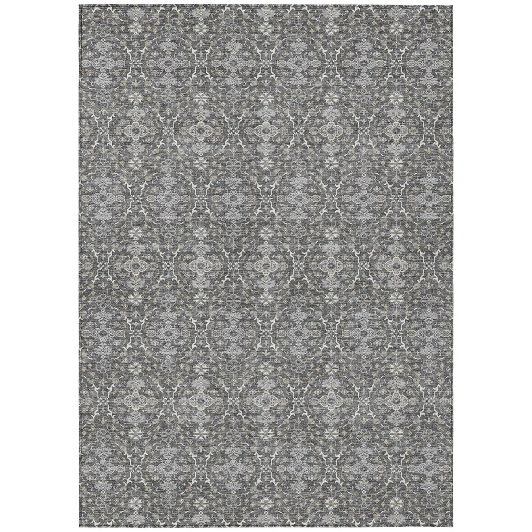 9' X 12' Gray And Graphite Oriental Washable Indoor Outdoor Area Rug Homeroots Outdoor