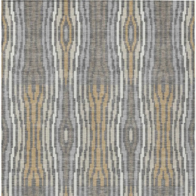 9' X 12' Gray And Ivory Abstract Washable Indoor Outdoor Area Rug Homeroots Outdoor