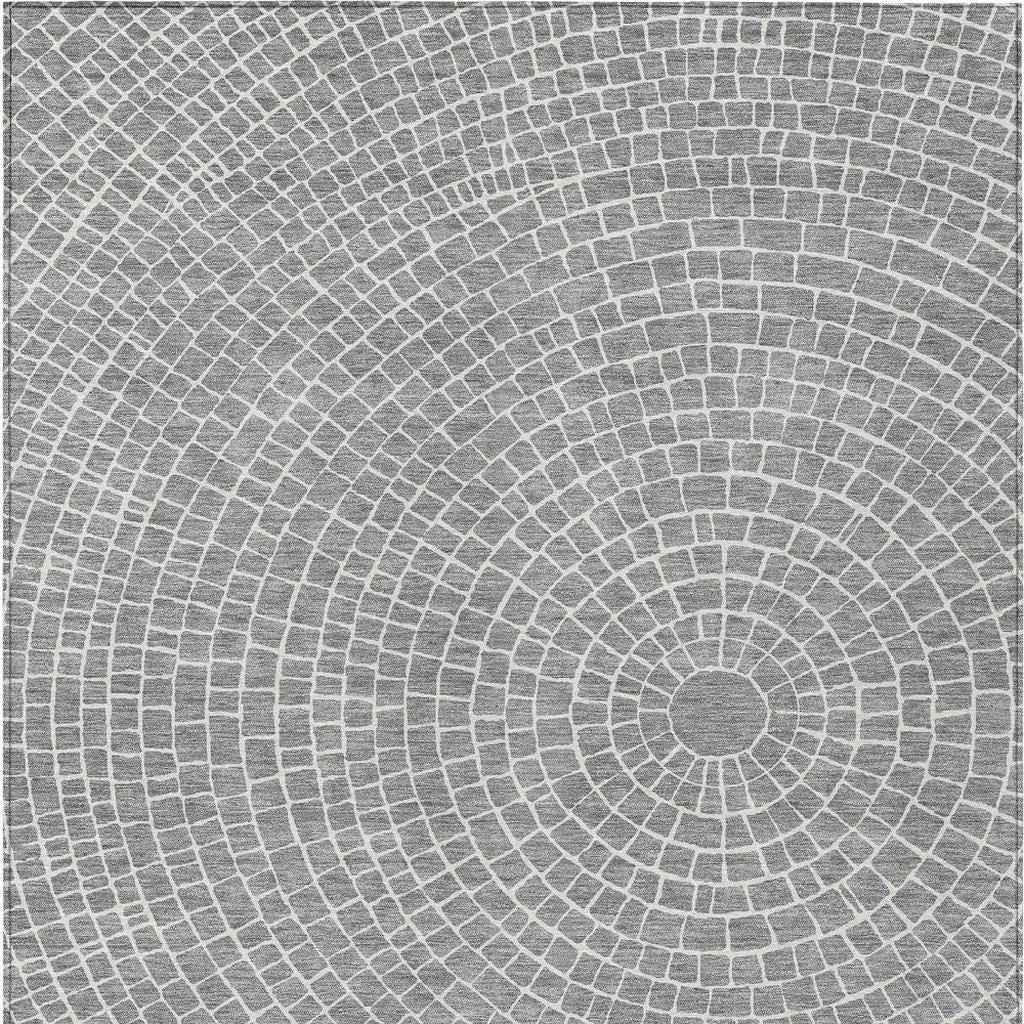 9' X 12' Gray And Ivory Geometric Washable Indoor Outdoor Area Rug Homeroots Outdoor