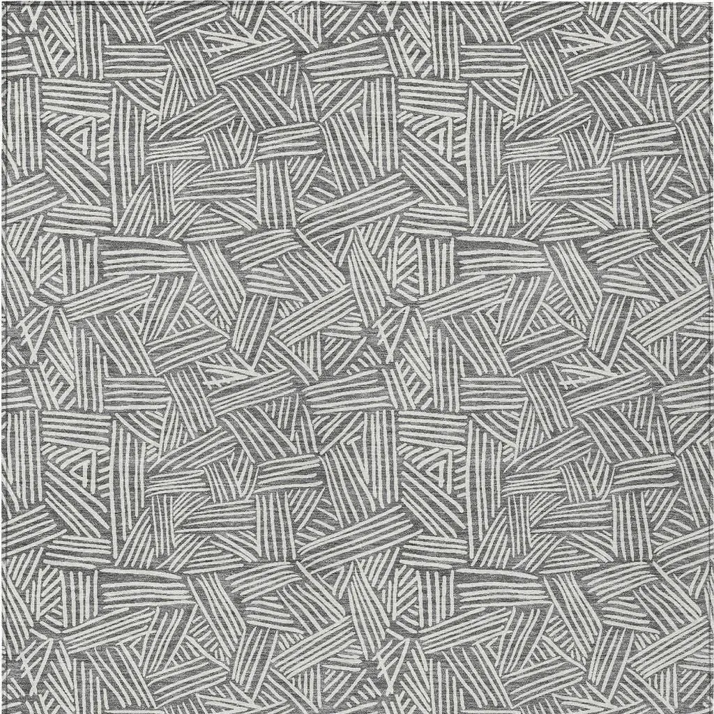 9' X 12' Gray And Ivory Geometric Washable Indoor Outdoor Area Rug Homeroots Outdoor