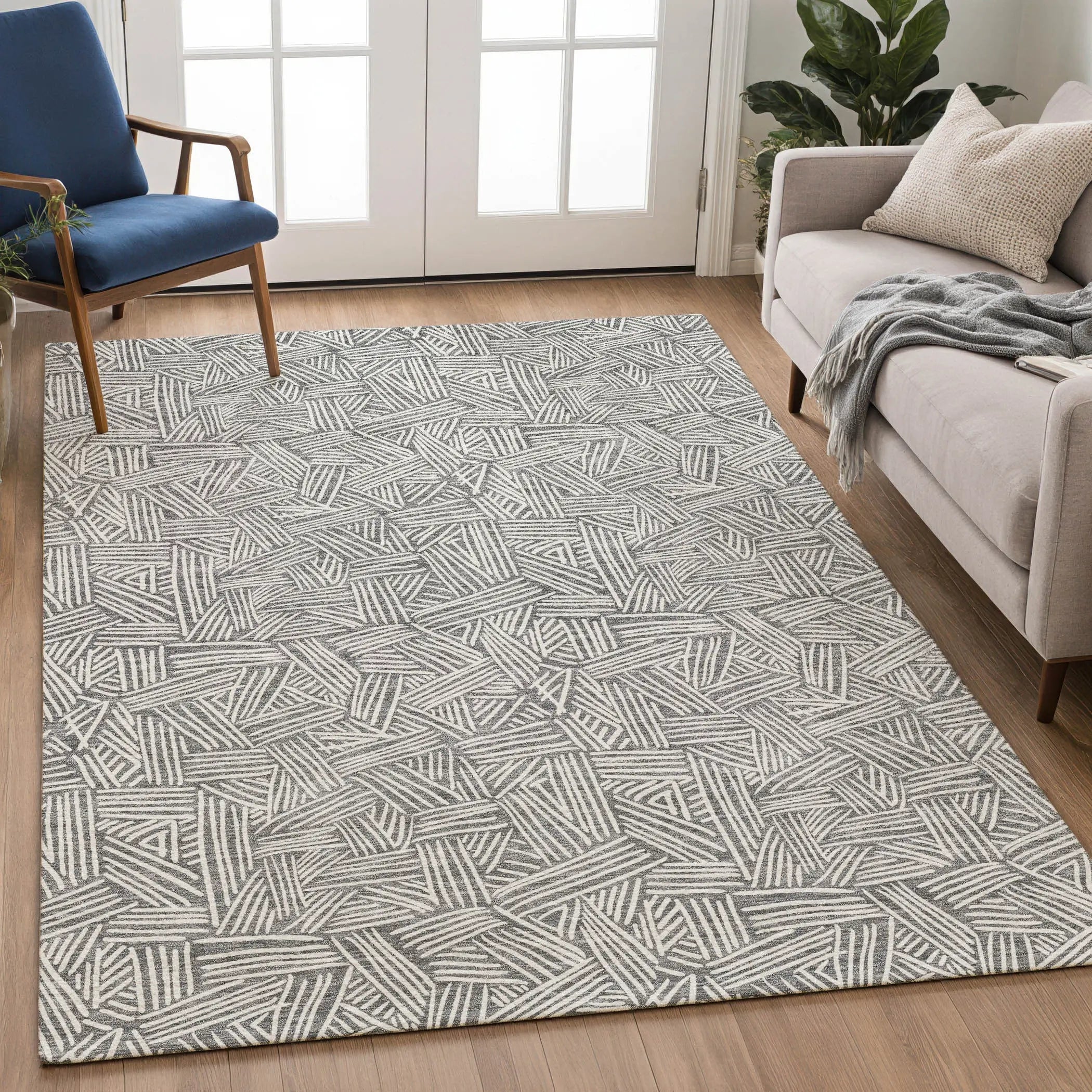 9' X 12' Gray And Ivory Geometric Washable Indoor Outdoor Area Rug Homeroots Outdoor