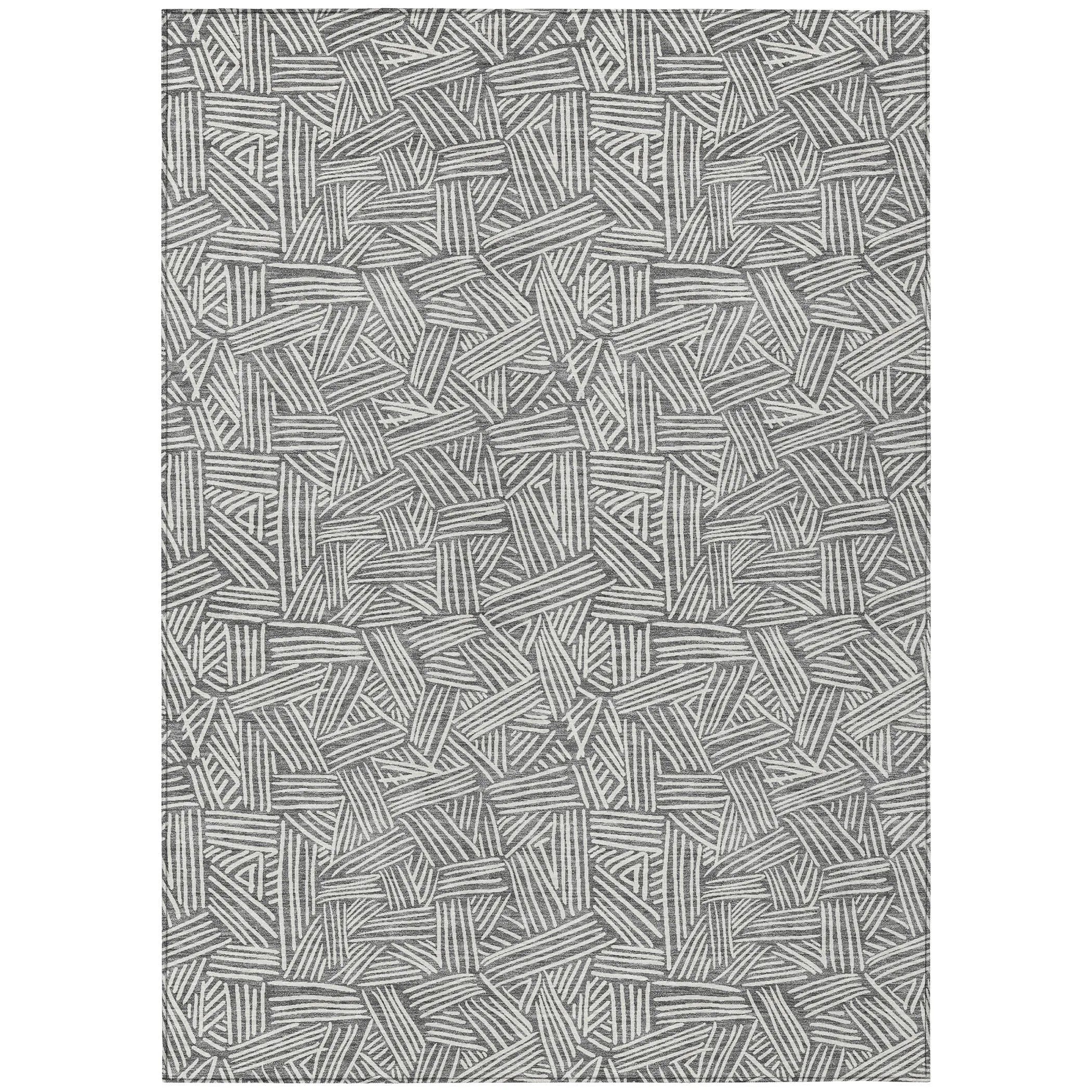 9' X 12' Gray And Ivory Geometric Washable Indoor Outdoor Area Rug Homeroots Outdoor