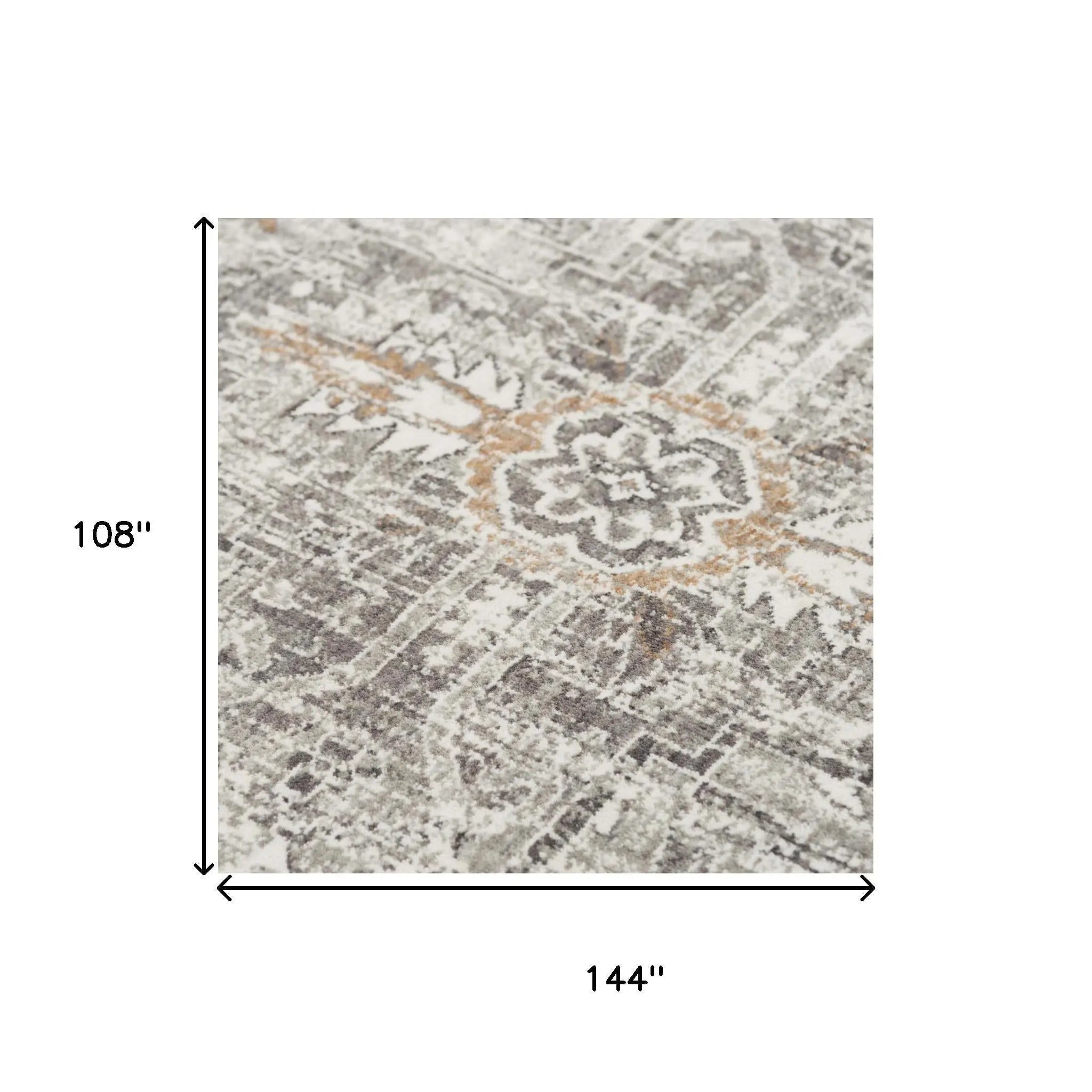 9' X 12' Gray And Ivory Medallion Hand Carved Handmade Area Rug Homeroots Home Decor