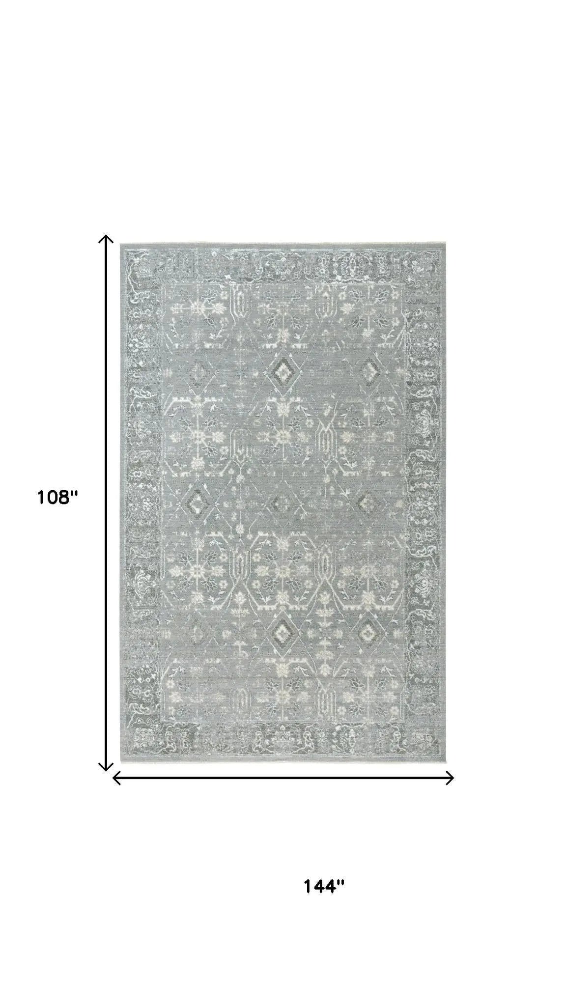 9' X 12' Gray And Ivory New Zealand Lambs Wool Oriental Hand Carved Handmade Area Rug Homeroots Home Decor