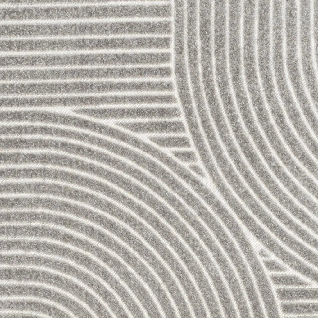 9' X 12' Gray And Ivory Striped Indoor Outdoor Area Rug Homeroots Outdoor