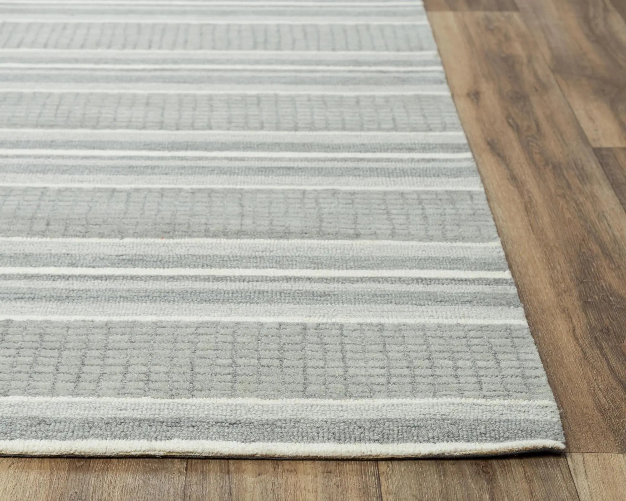 9' X 12' Gray And Ivory Wool Striped Hand Tufted Area Rug Homeroots Home Decor