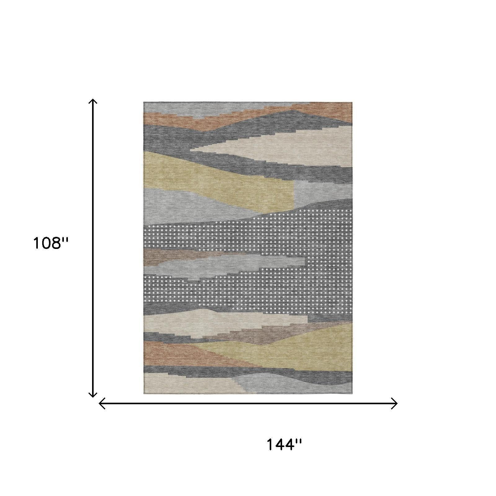 9' X 12' Gray And Pewter Abstract Washable Indoor Outdoor Area Rug Homeroots Outdoor