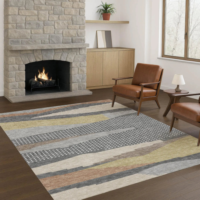 9' X 12' Gray And Pewter Abstract Washable Indoor Outdoor Area Rug Homeroots Outdoor