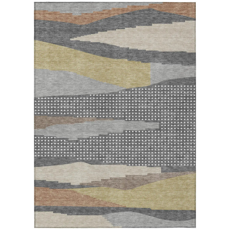 9' X 12' Gray And Pewter Abstract Washable Indoor Outdoor Area Rug Homeroots Outdoor